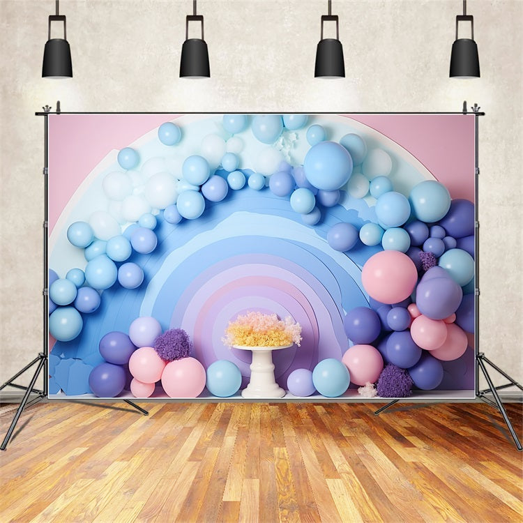 Birthday Backdrop Ideas Pastel Rainbow Balloon Backdrop UK BRP10-309