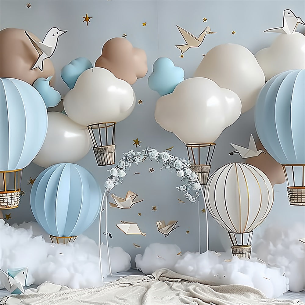 Backdrop Birthday Sky Adventure Hot Air Balloon Backdrop UK BRP10-310