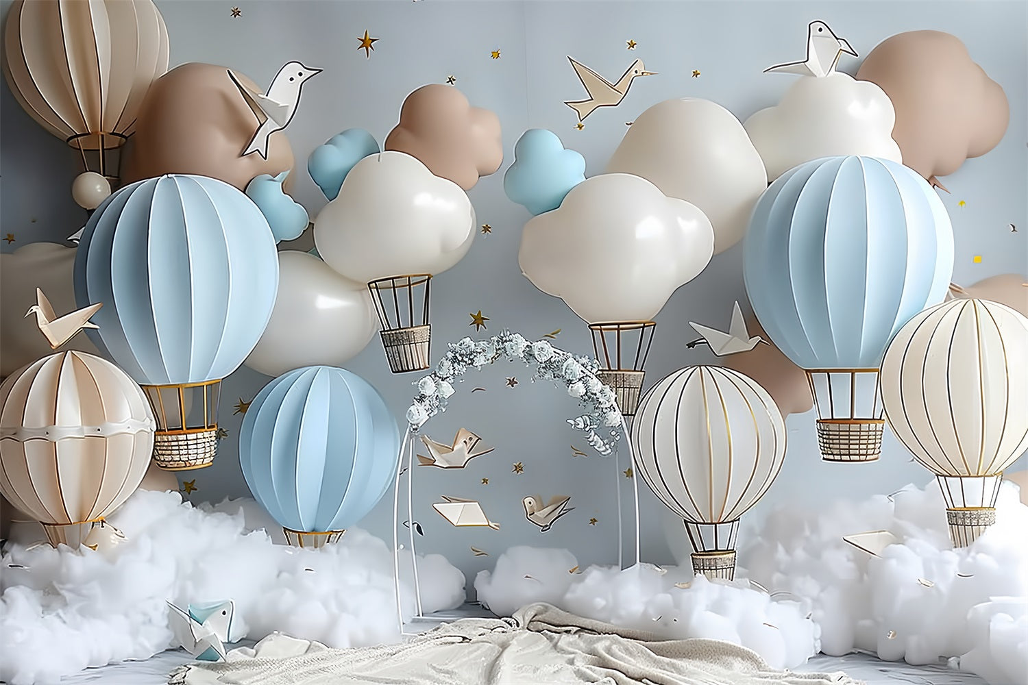 Backdrop Birthday Sky Adventure Hot Air Balloon Backdrop UK BRP10-310