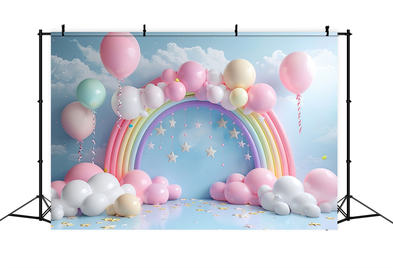 Birthday Backdrop Rainbow Arch Balloons Backdrop UK BRP10-313