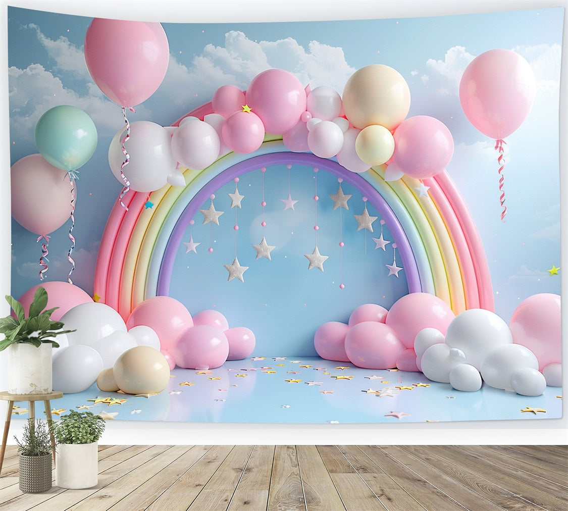 Birthday Backdrop Rainbow Arch Balloons Backdrop UK BRP10-313