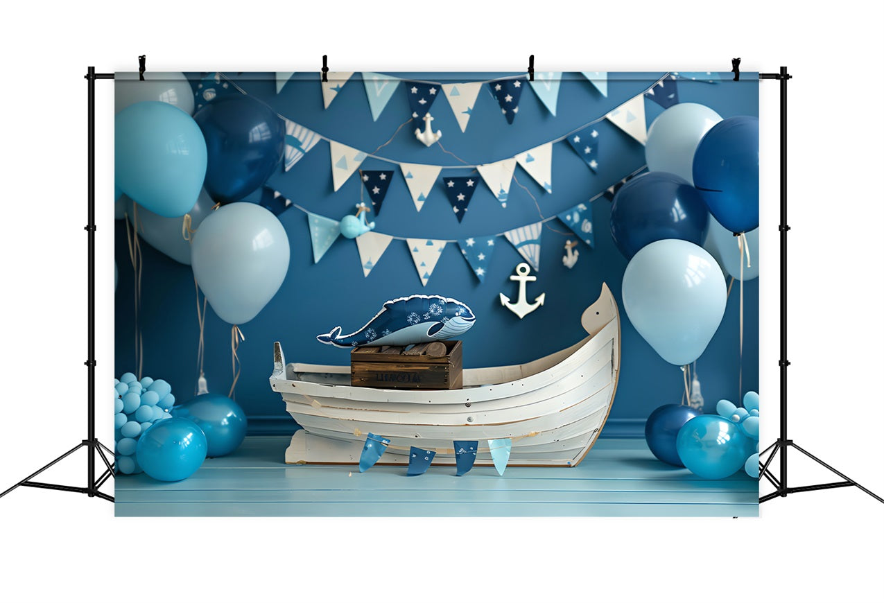 Backdrops For Birthdays Party Nautical Boat Whale Backdrop UK BRP10-314