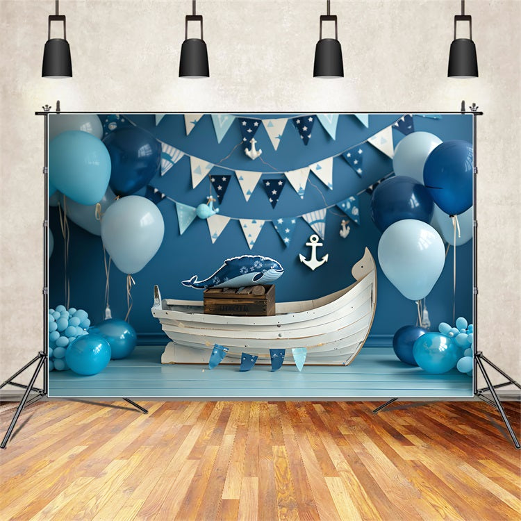 Backdrops For Birthdays Party Nautical Boat Whale Backdrop UK BRP10-314