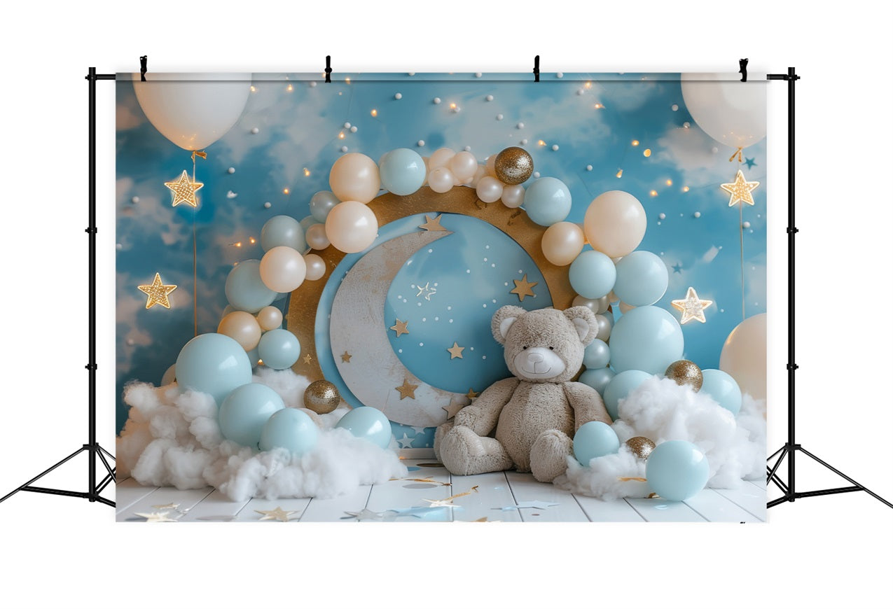 Backdrop Birthday Moon Stars Teddy Bear Backdrop UK BRP10-317