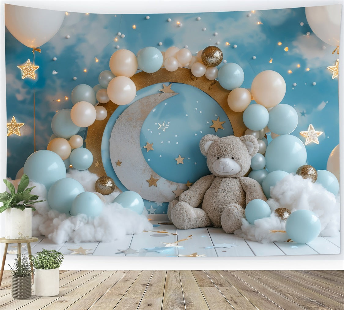 Backdrop Birthday Moon Stars Teddy Bear Backdrop UK BRP10-317