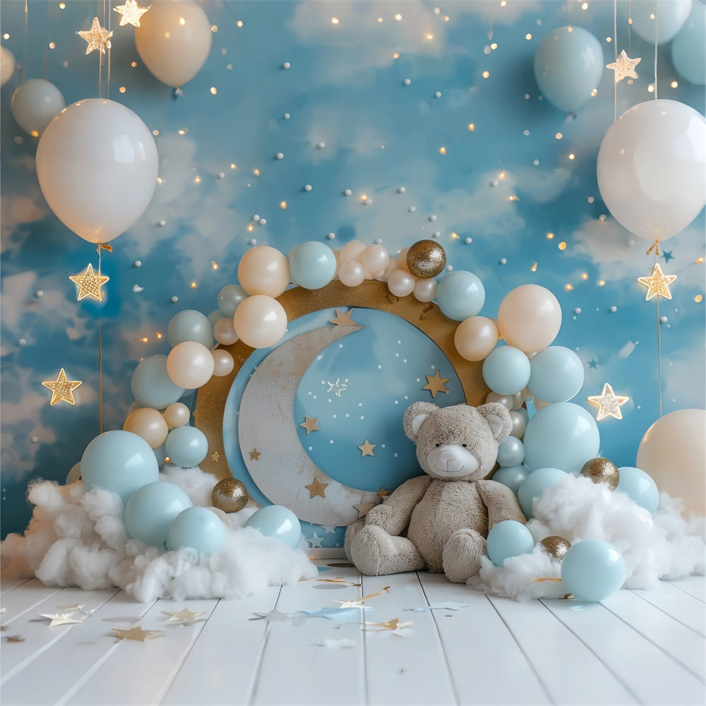 Backdrop Birthday Moon Stars Teddy Bear Backdrop UK BRP10-317