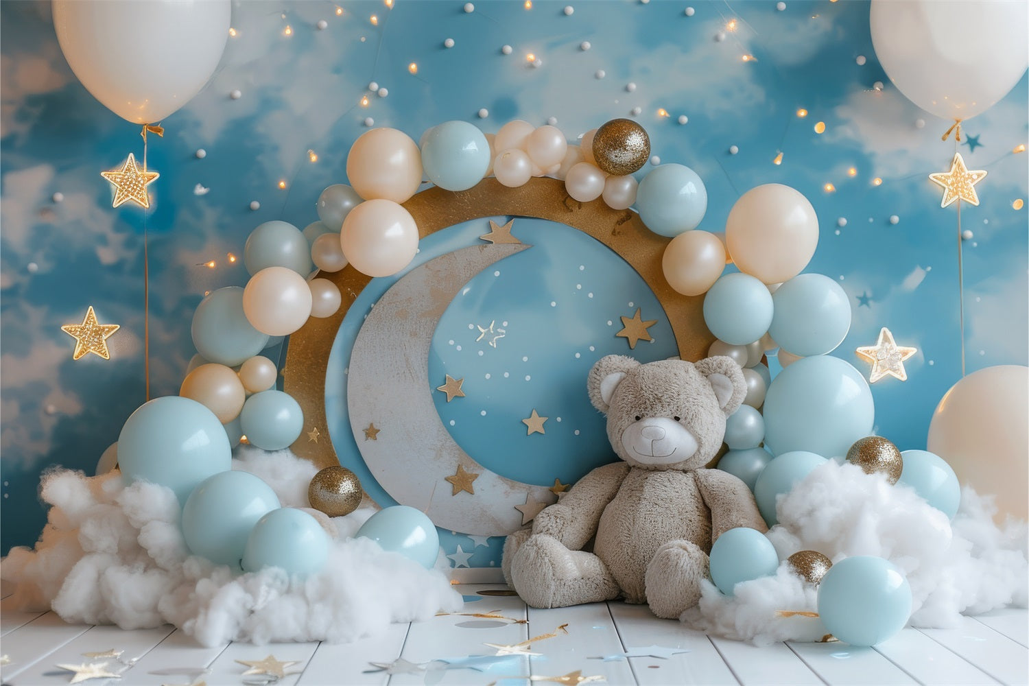 Backdrop Birthday Moon Stars Teddy Bear Backdrop UK BRP10-317