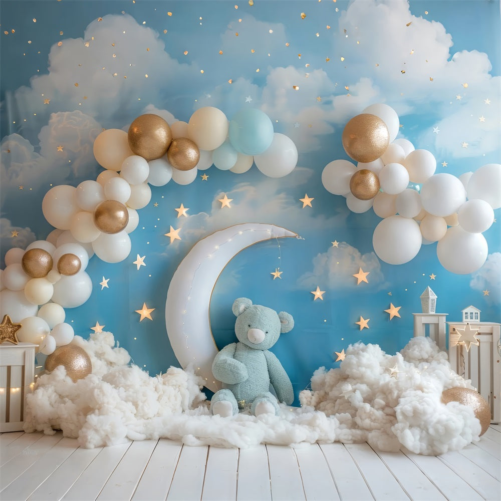 Backdrop Birthday Night Sky Moon Kids Backdrop UK BRP10-318