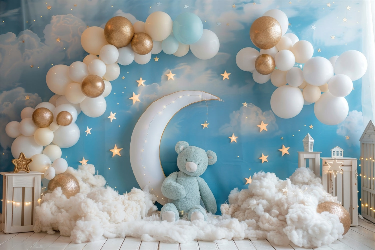 Backdrop Birthday Night Sky Moon Kids Backdrop UK BRP10-318