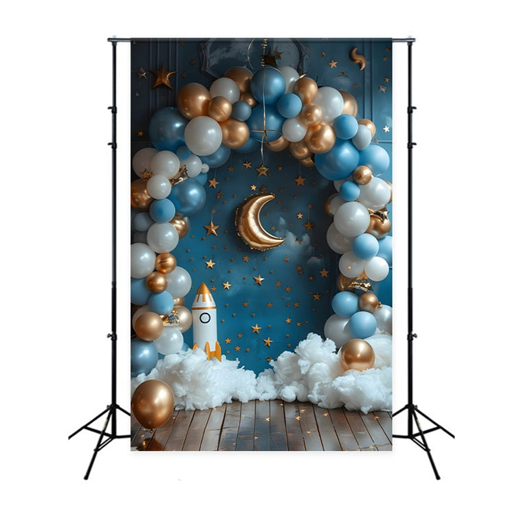 Backdrop For Birthday Party Star Rocket Launch Backdrop UK BRP10-324