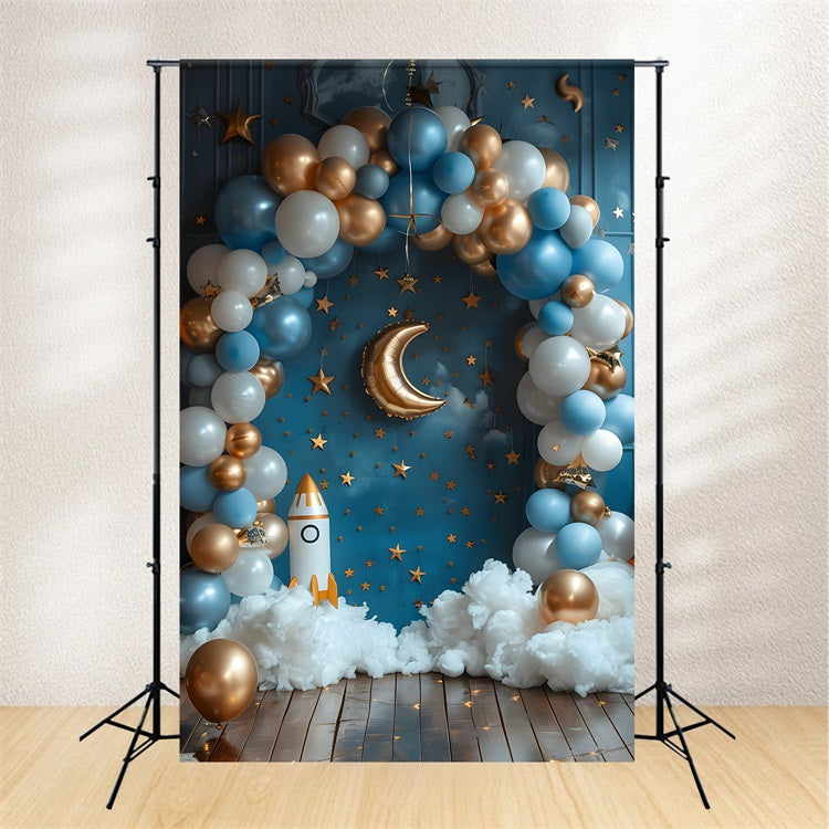 Backdrop For Birthday Party Star Rocket Launch Backdrop UK BRP10-324