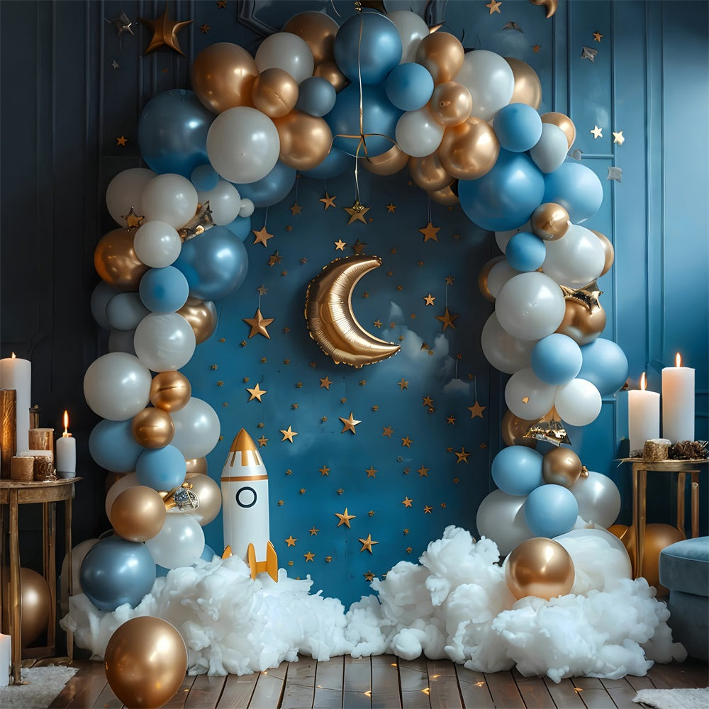 Backdrop For Birthday Party Star Rocket Launch Backdrop UK BRP10-324