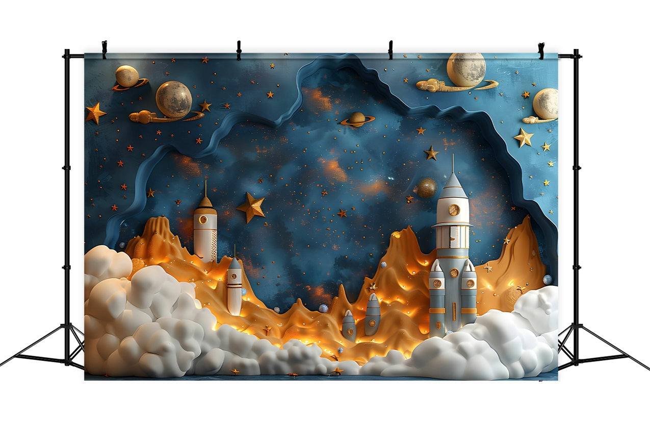 Birthday Background Galactic Planets Rockets Party Backdrop UK BRP10-326