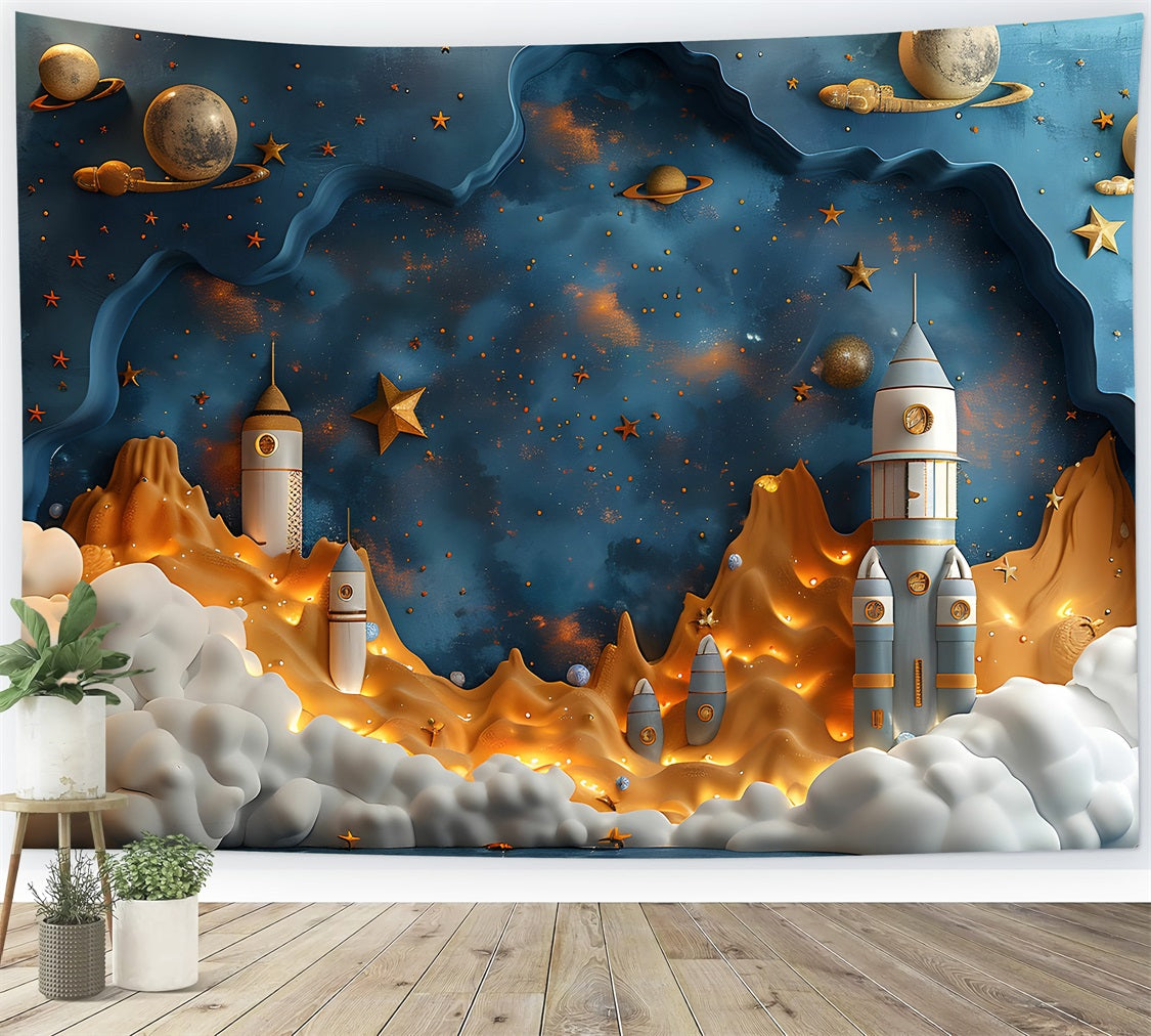 Birthday Background Galactic Planets Rockets Party Backdrop UK BRP10-326