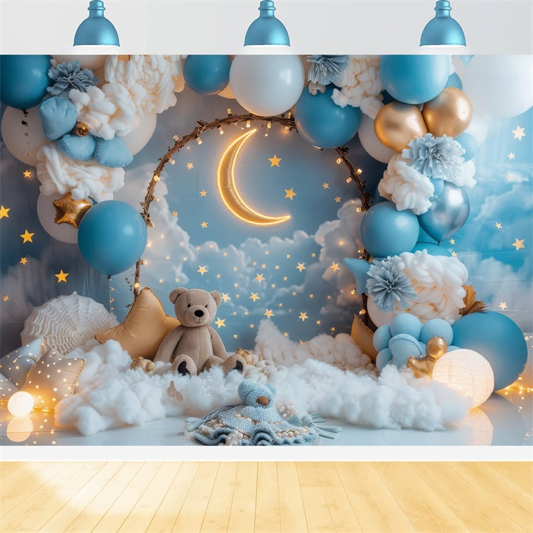 Diy Birthday Backdrop Star Teddy Bear Moon Backdrop UK BRP10-328