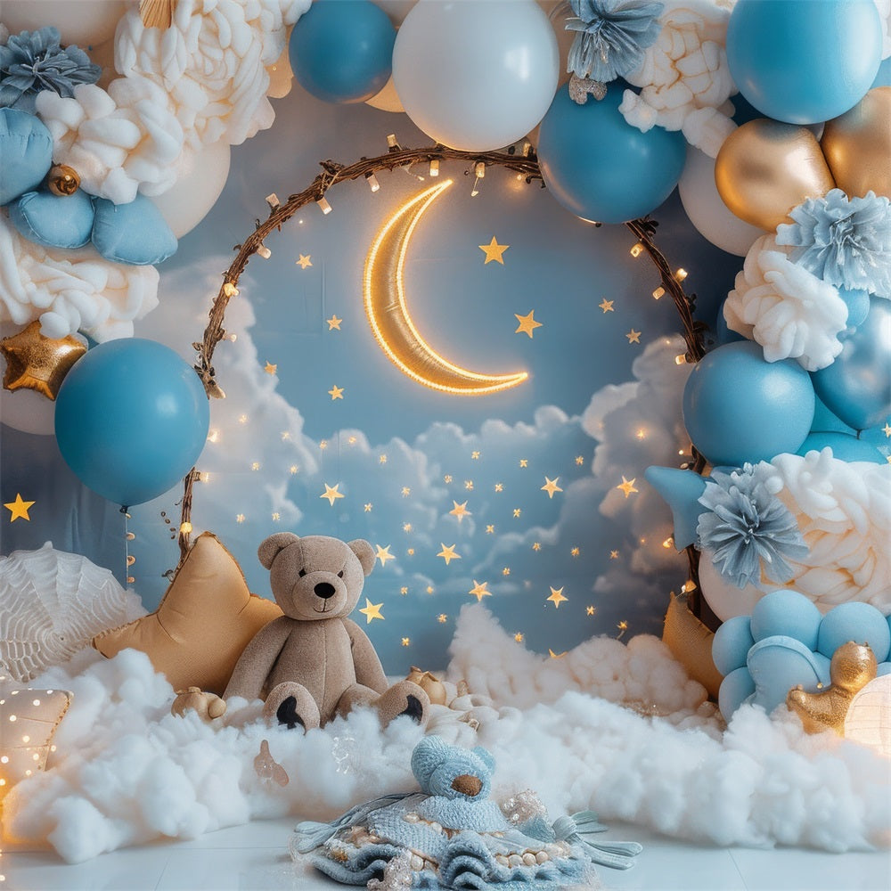 Diy Birthday Backdrop Star Teddy Bear Moon Backdrop UK BRP10-328