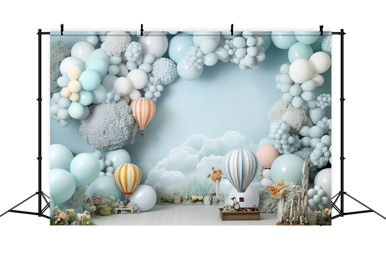 Happy Birthday Backdrop Hot Air Balloon Flight Backdrop UK BRP10-329