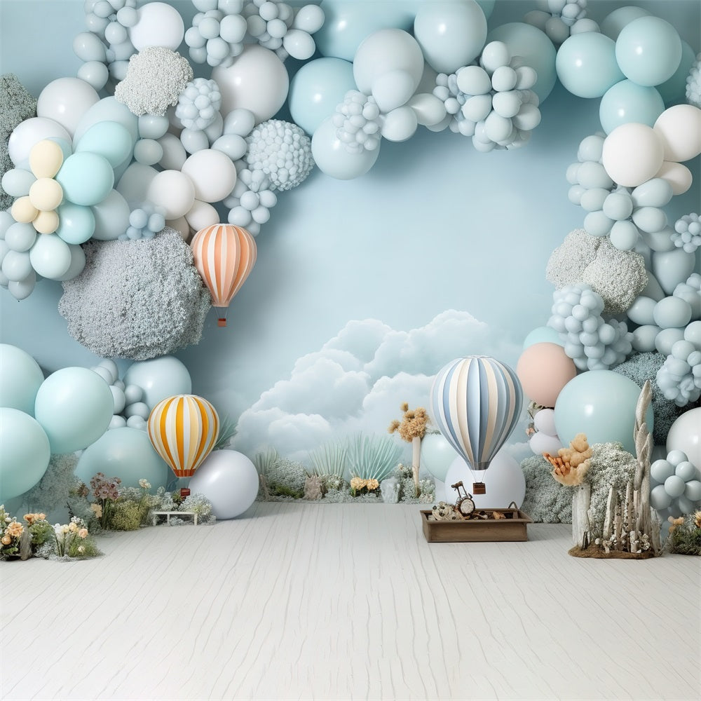 Happy Birthday Backdrop Hot Air Balloon Flight Backdrop UK BRP10-329