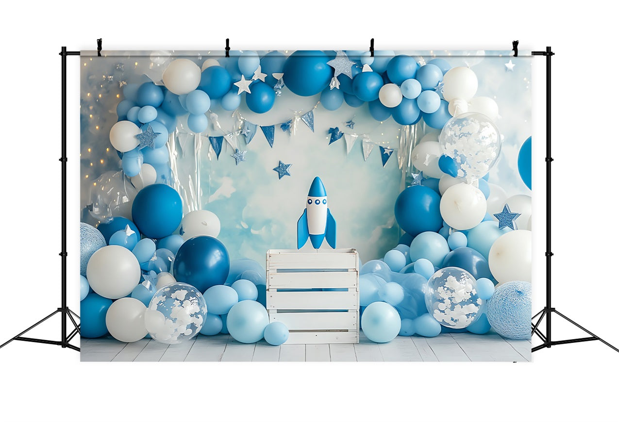 Birthday Photography Backdrop Rocket Stars Balloon Backdrop UK BRP10-336