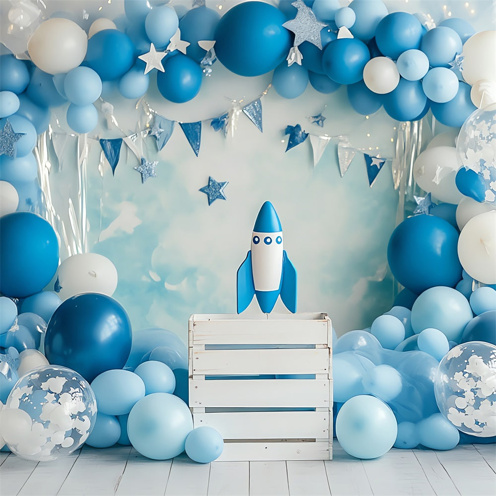 Birthday Photography Backdrop Rocket Stars Balloon Backdrop UK BRP10-336