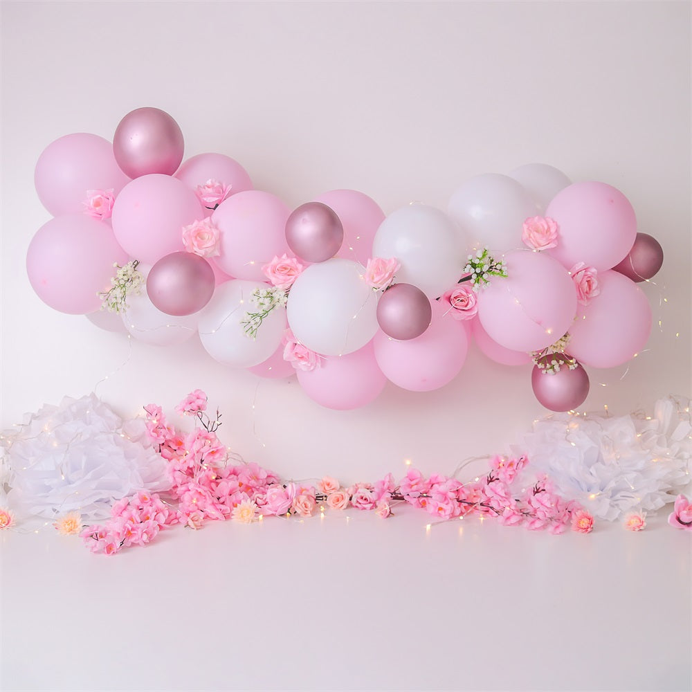 Pink Birthday Background Rose Balloon Garland Backdrop UK BRP10-338