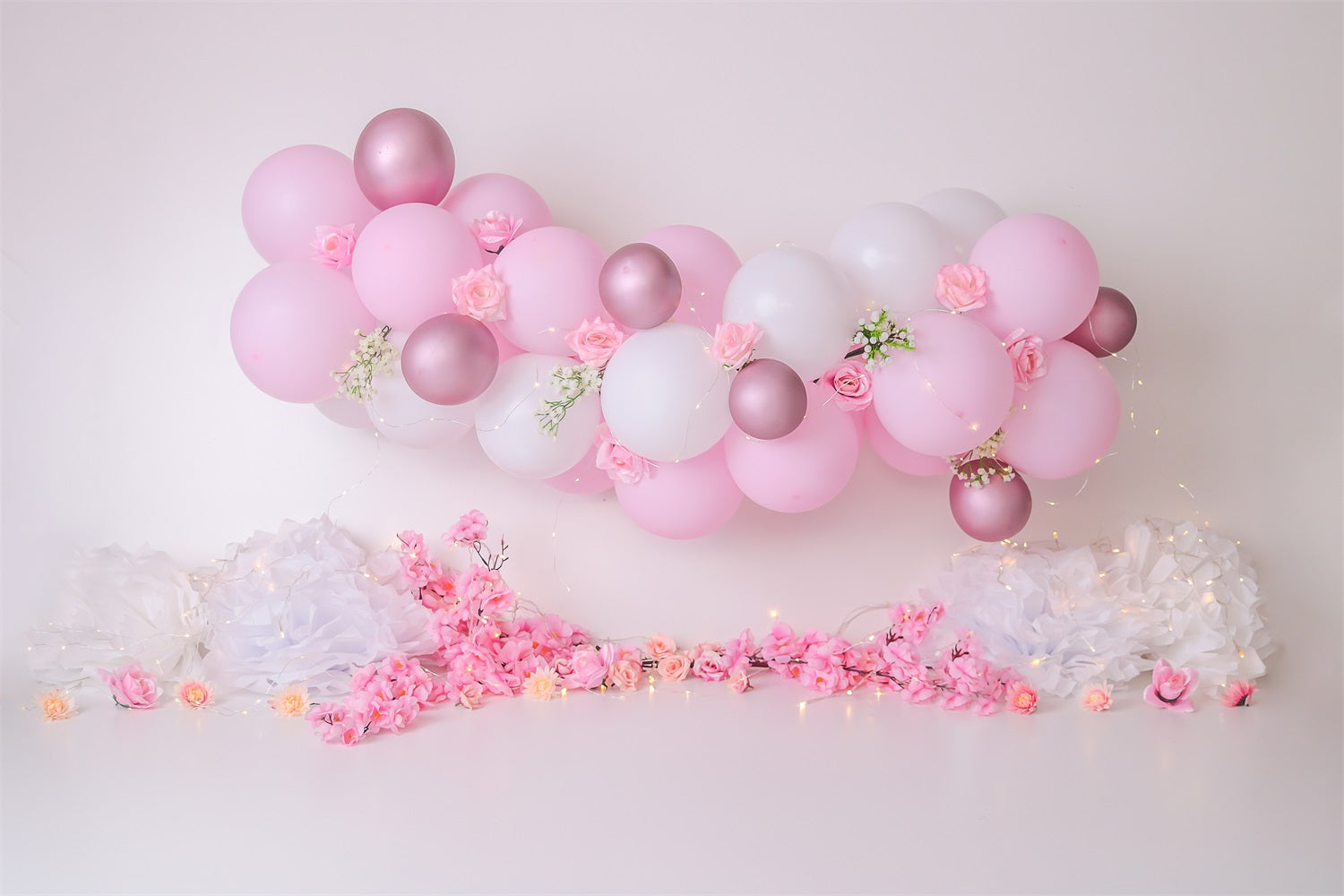 Pink Birthday Background Rose Balloon Garland Backdrop UK BRP10-338