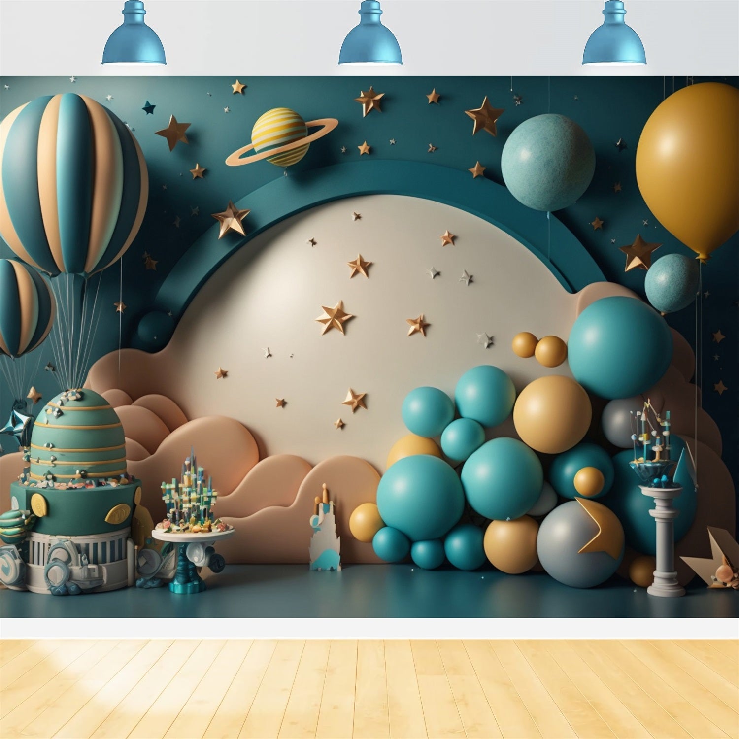 Diy Backdrop Birthday Galactic Hot Air Balloon Backdrop UK BRP10-340