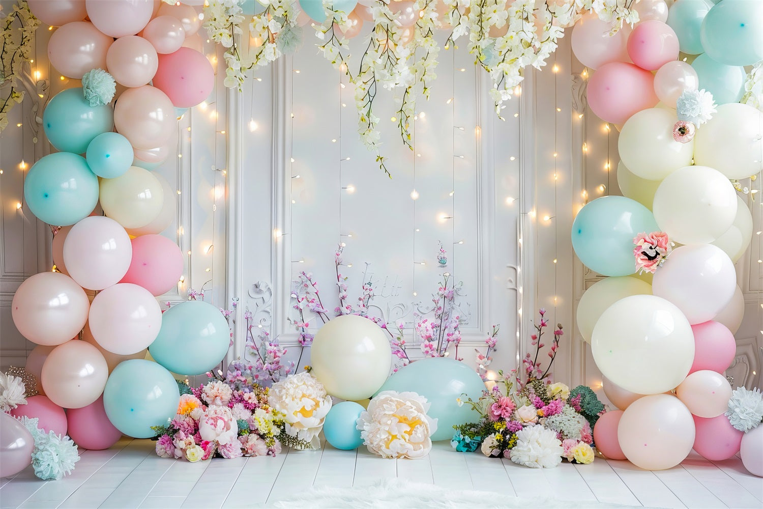 Backdrops For Birthday Parties Balloon Arch Florals Backdrop UK BRP10-345