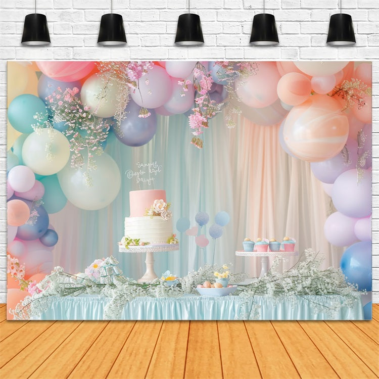 Birthday Party Photo Backdrop Cake Table Balloons Backdrop UK BRP10-346