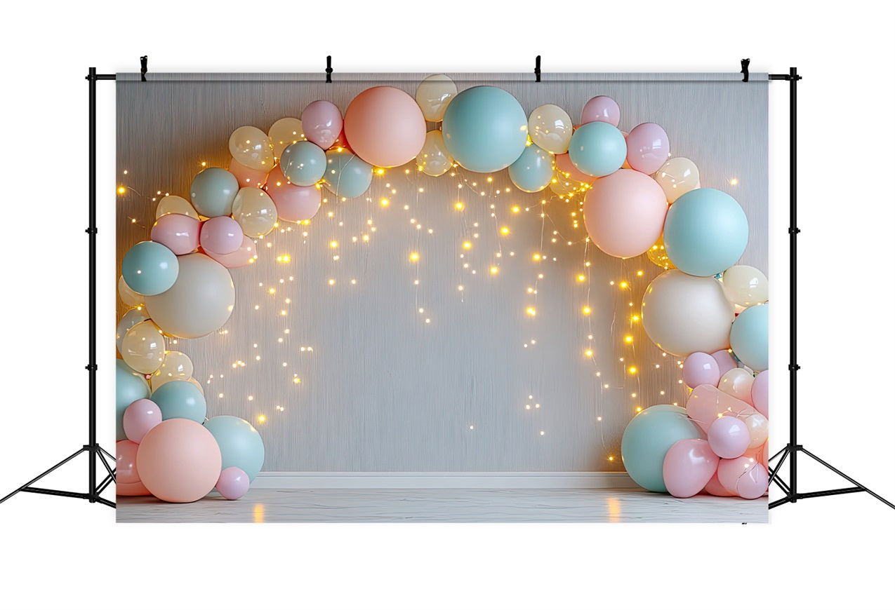 Happy Birthday Backdrop Balloon Arch Lights Backdrop UK BRP10-349