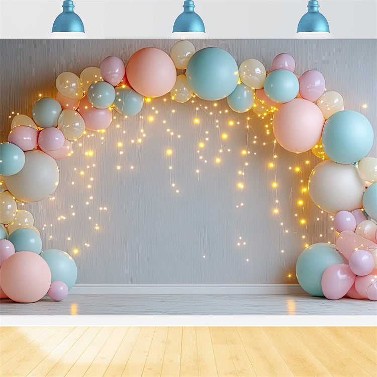 Happy Birthday Backdrop Balloon Arch Lights Backdrop UK BRP10-349