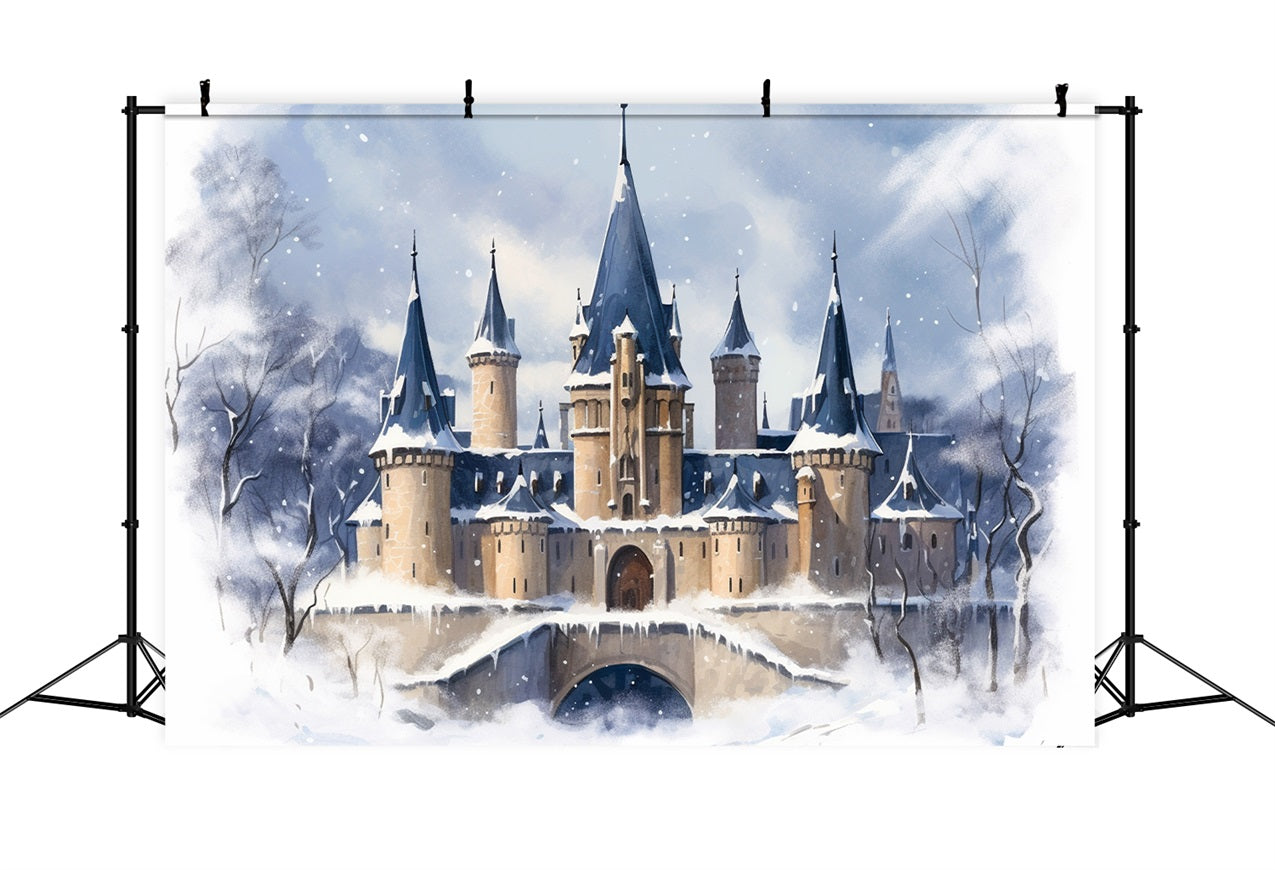 Winter Royal Snow-Covered Castle Tall Towers Backdrop UK BRP10-35