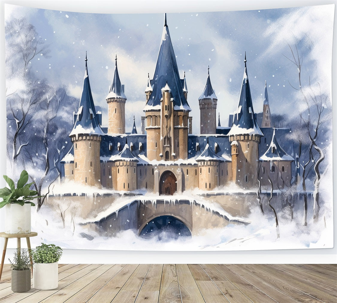 Winter Royal Snow-Covered Castle Tall Towers Backdrop UK BRP10-35