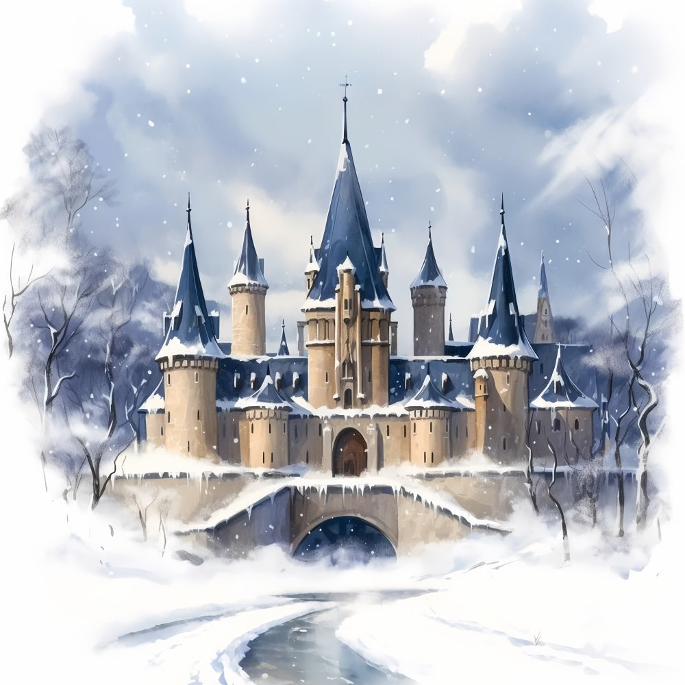 Winter Royal Snow-Covered Castle Tall Towers Backdrop UK BRP10-35