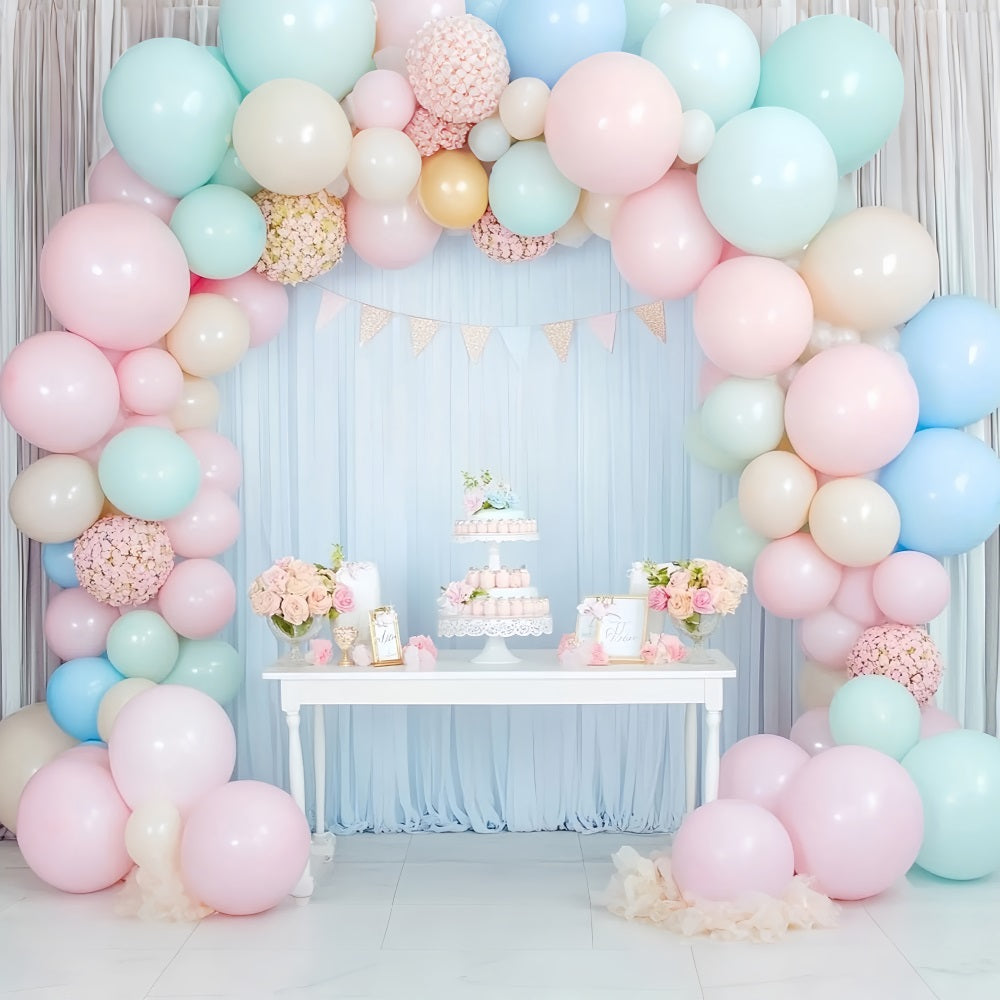 Birthday Background Photos Balloon Arch Cake Table Backdrop UK BRP10-351