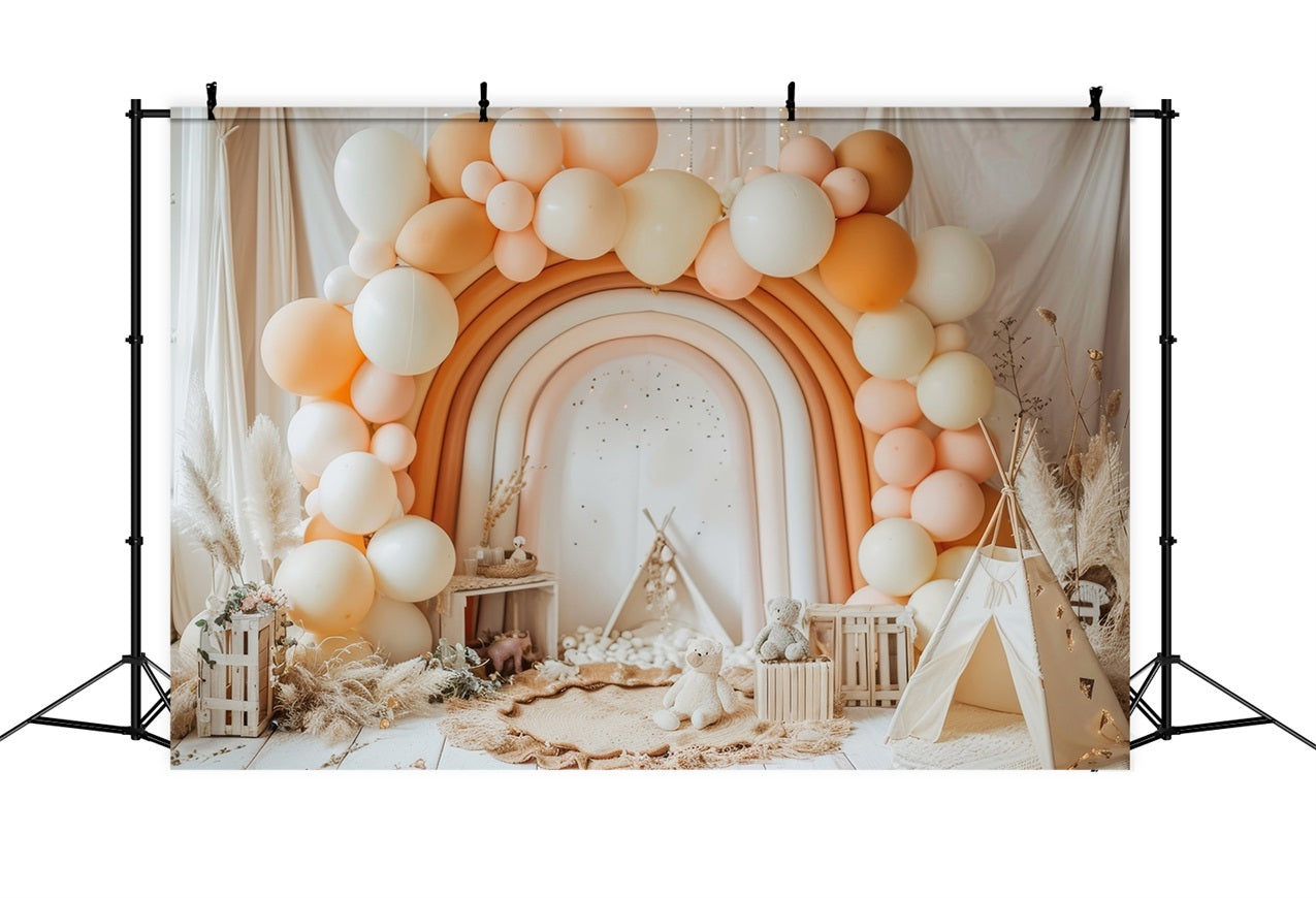 Birthday Photo Backdrop Balloon Rainbow Arch Backdrop UK BRP10-352