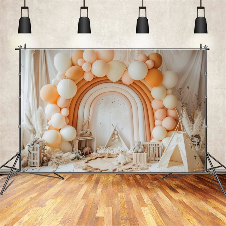 Birthday Photo Backdrop Balloon Rainbow Arch Backdrop UK BRP10-352