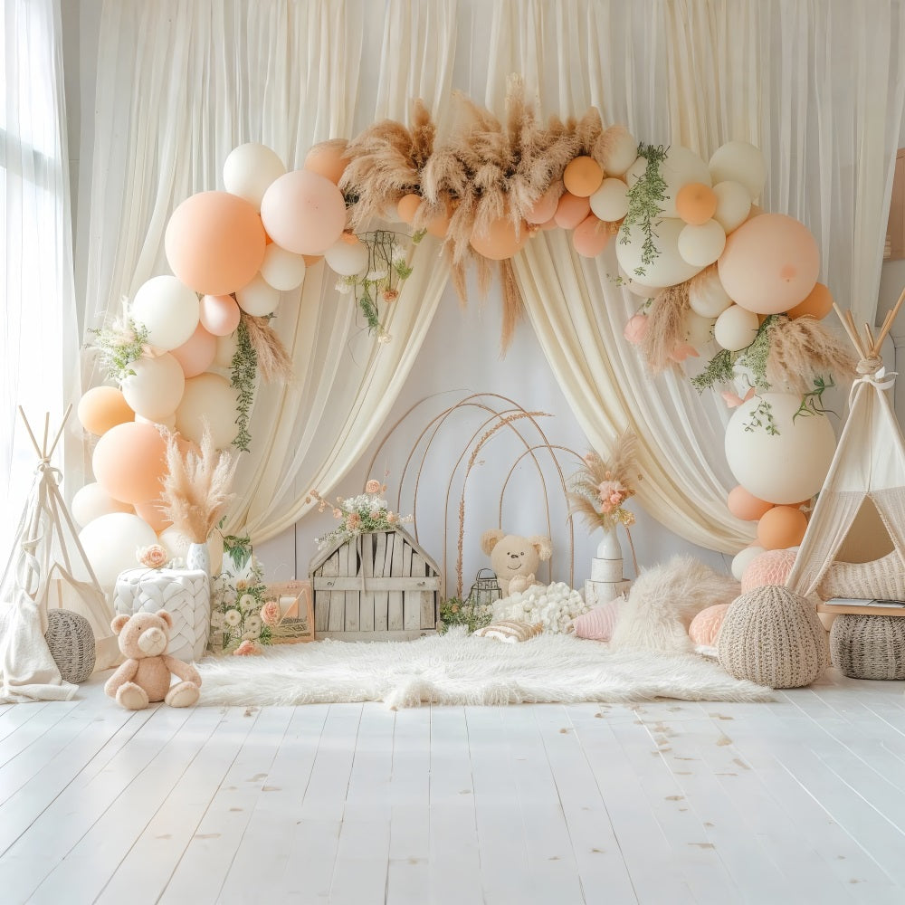 Diy Birthday Photo Backdrop Balloon Arch Pampas Backdrop UK BRP10-353