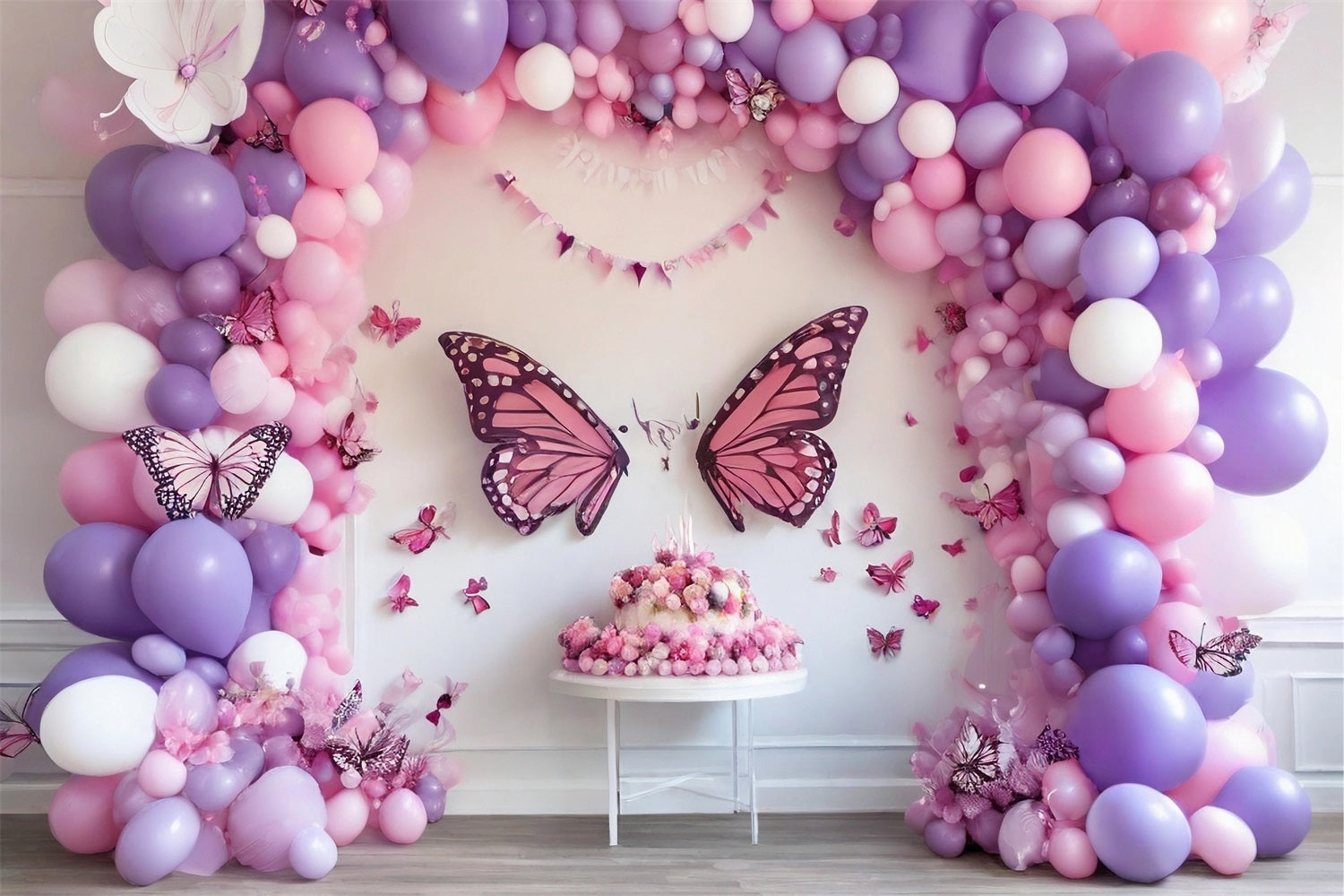 Photo Backdrop Birthday Party Butterfly Balloon Arch Backdrop UK BRP10-361