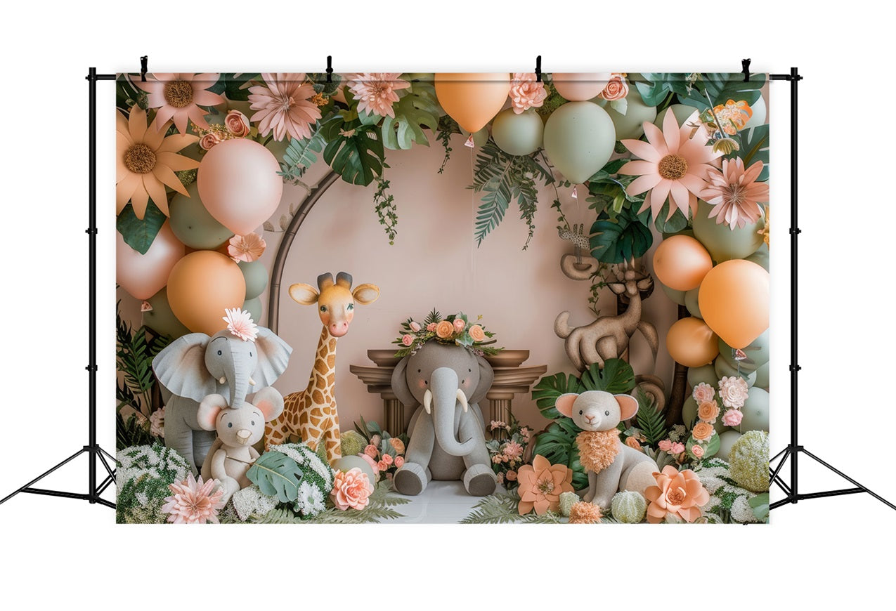 Photo Booth Backdrop Birthday Jungle-Themed Animal Balloon Backdrop UK BRP10-362