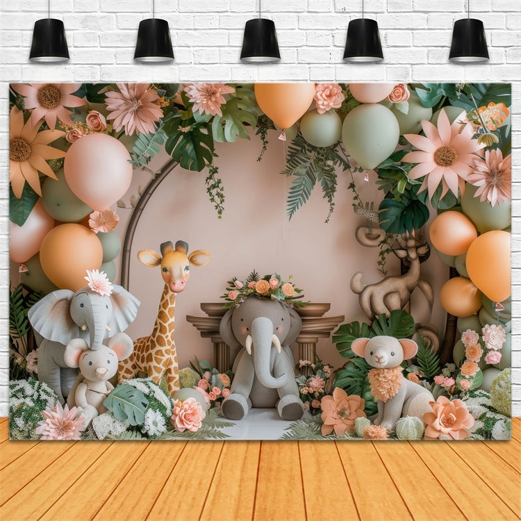 Photo Booth Backdrop Birthday Jungle-Themed Animal Balloon Backdrop UK BRP10-362