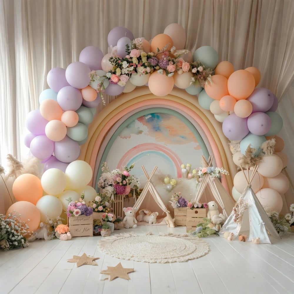 Diy Birthday Backdrop Ideas Rainbow Balloon Teepee Backdrop UK BRP10-365