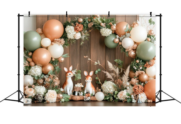 Birthday Celebration Background Woodland Deer Balloons Backdrop UK BRP10-368