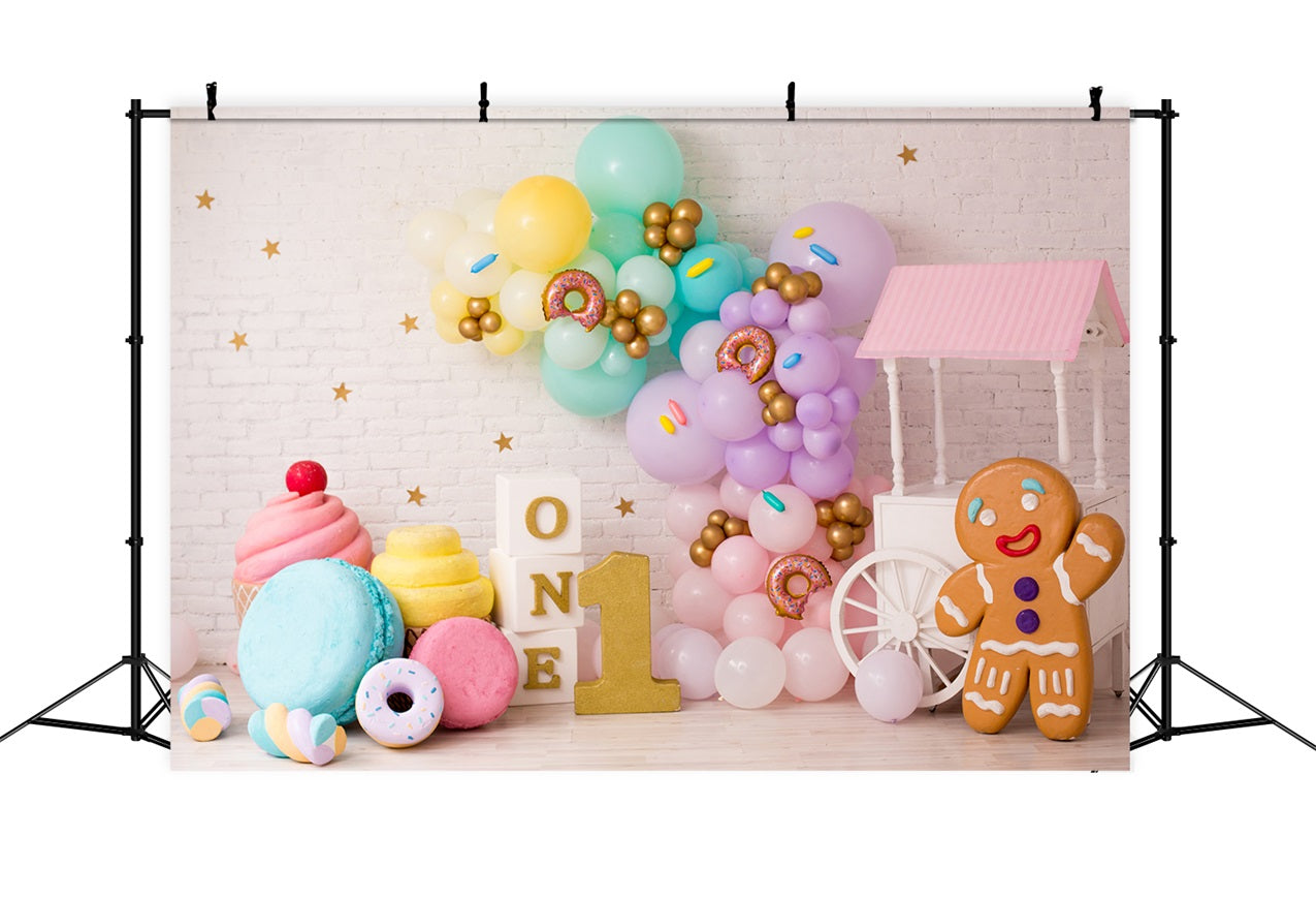 1st Birthday Backdrop Confections Ice Cream Donuts Backdrop UK BRP10-369