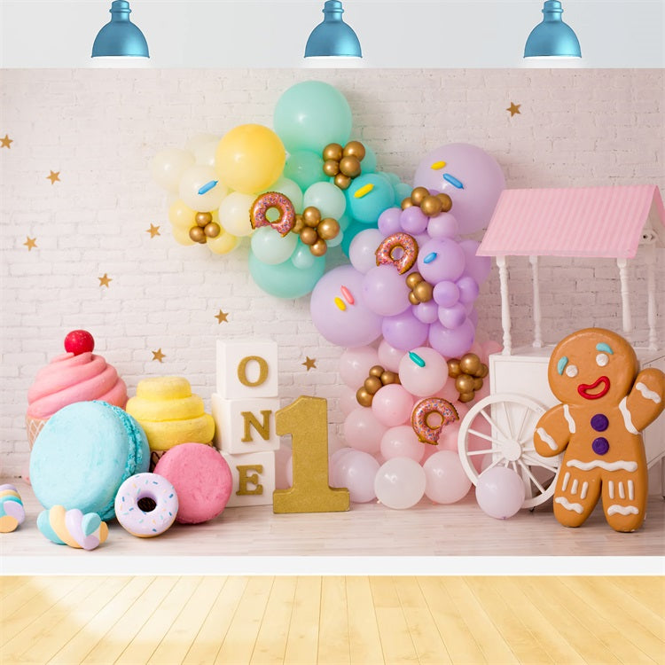 1st Birthday Backdrop Confections Ice Cream Donuts Backdrop UK BRP10-369