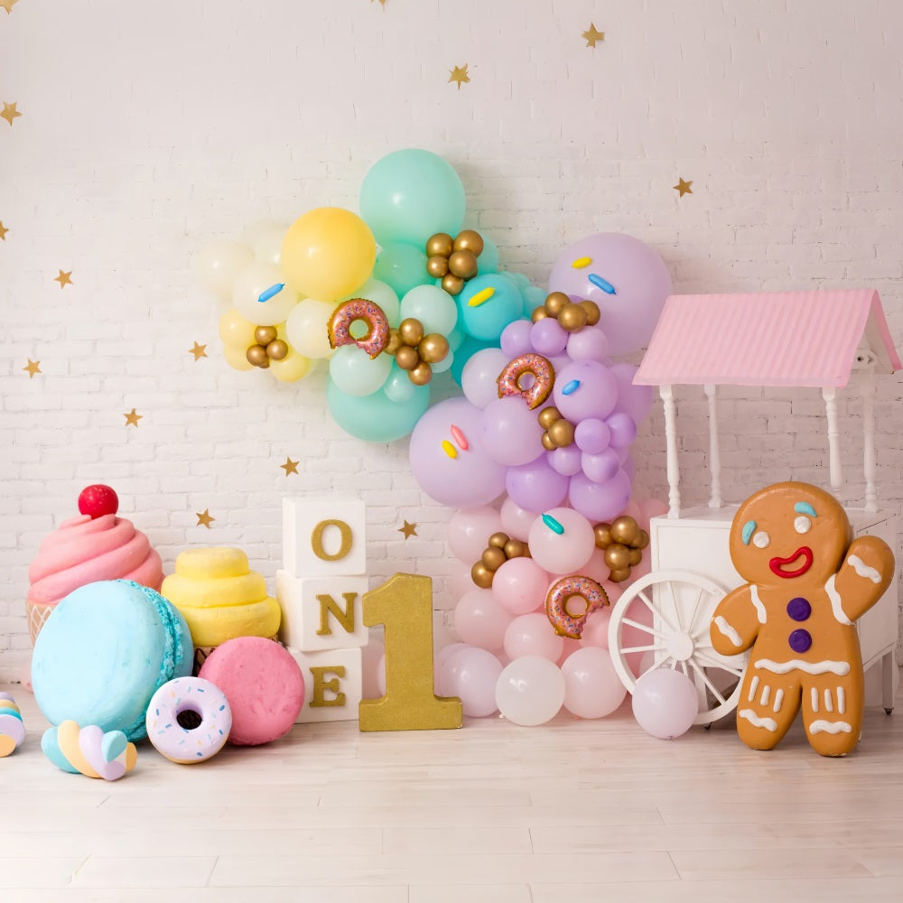 1st Birthday Backdrop Confections Ice Cream Donuts Backdrop UK BRP10-369