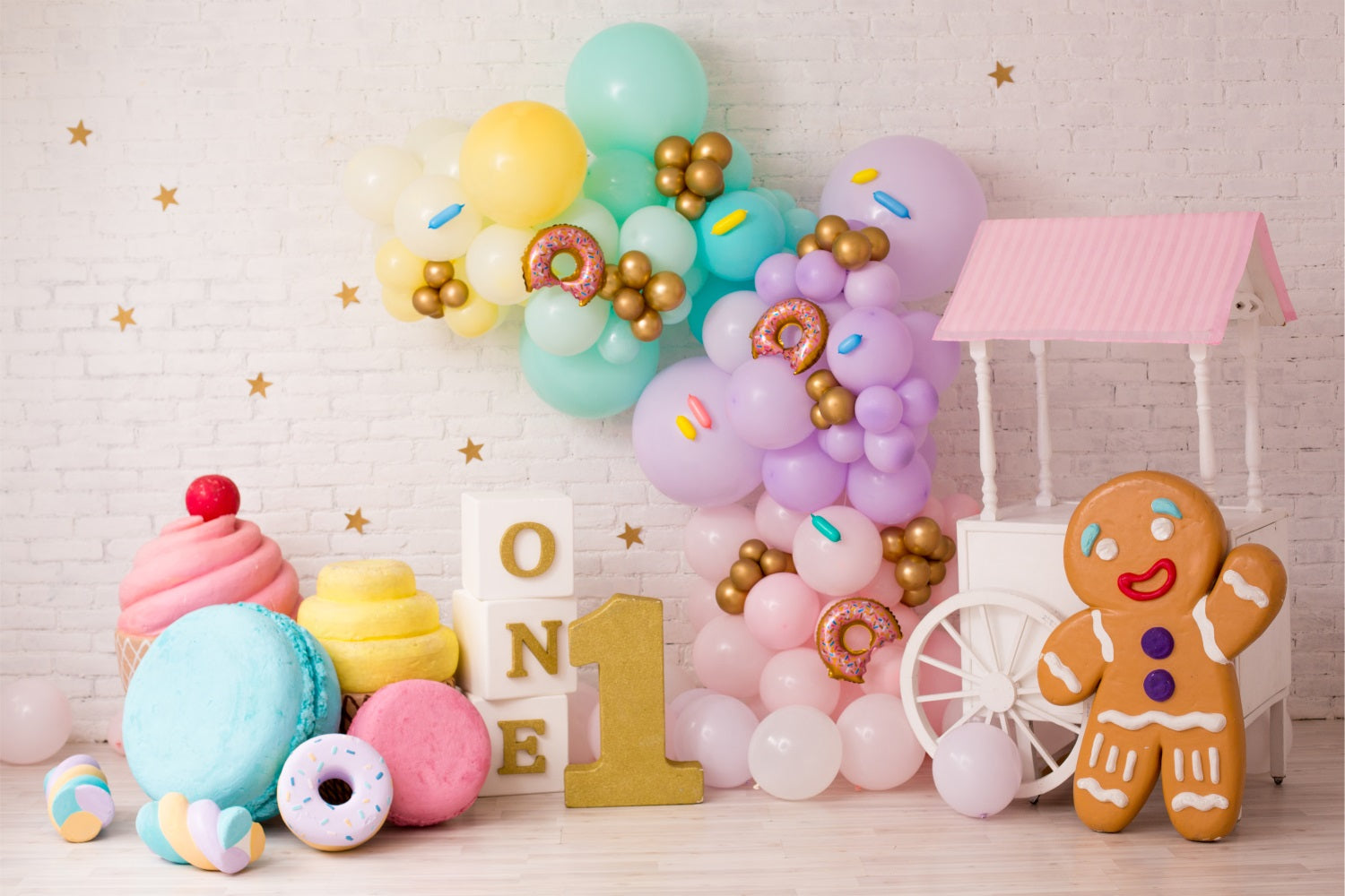 1st Birthday Backdrop Confections Ice Cream Donuts Backdrop UK BRP10-369