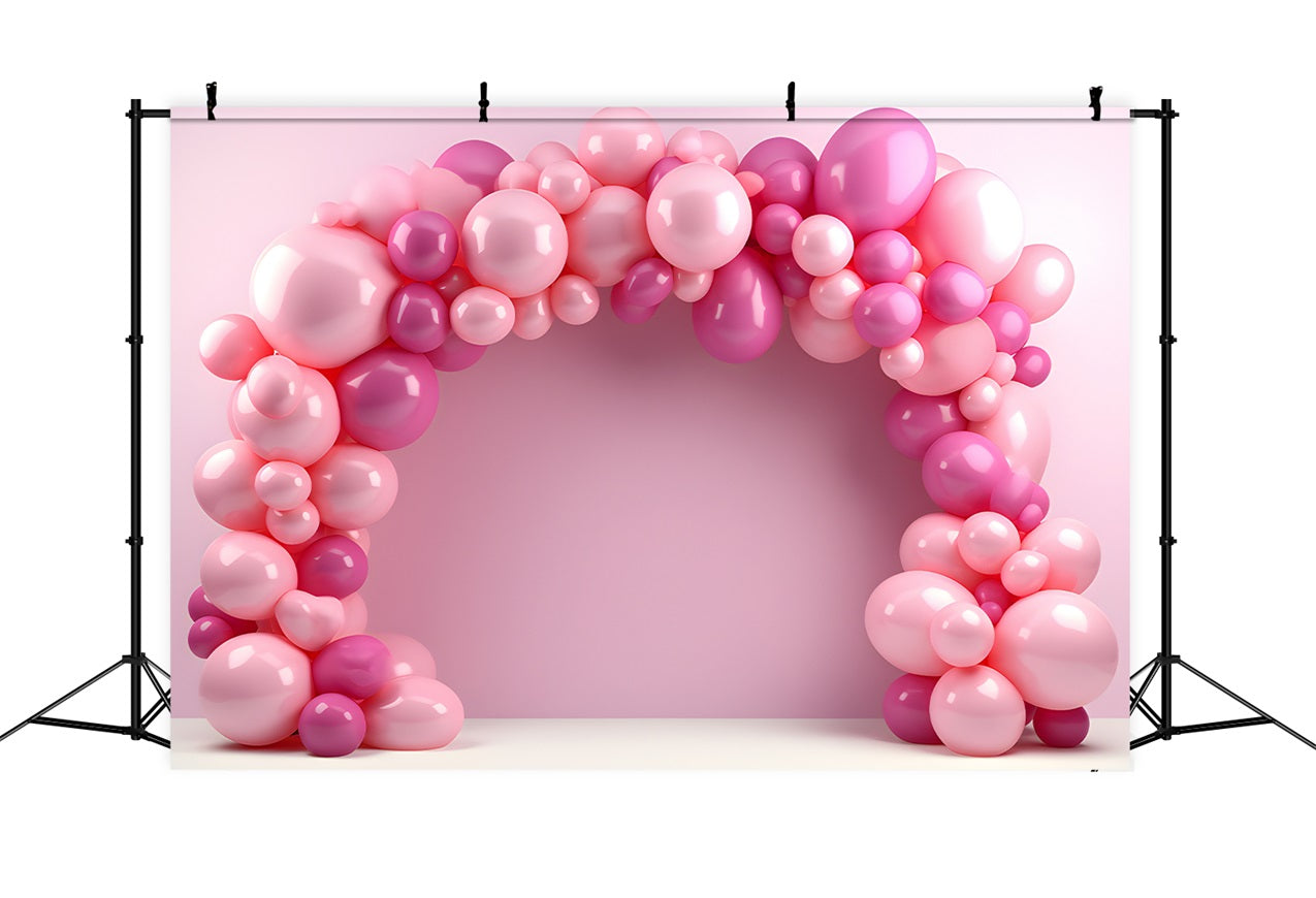 Pink Happy Birthday Background Balloon Arch Backdrop UK BRP10-373