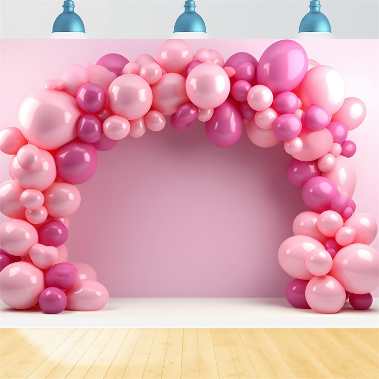 Pink Happy Birthday Background Balloon Arch Backdrop UK BRP10-373