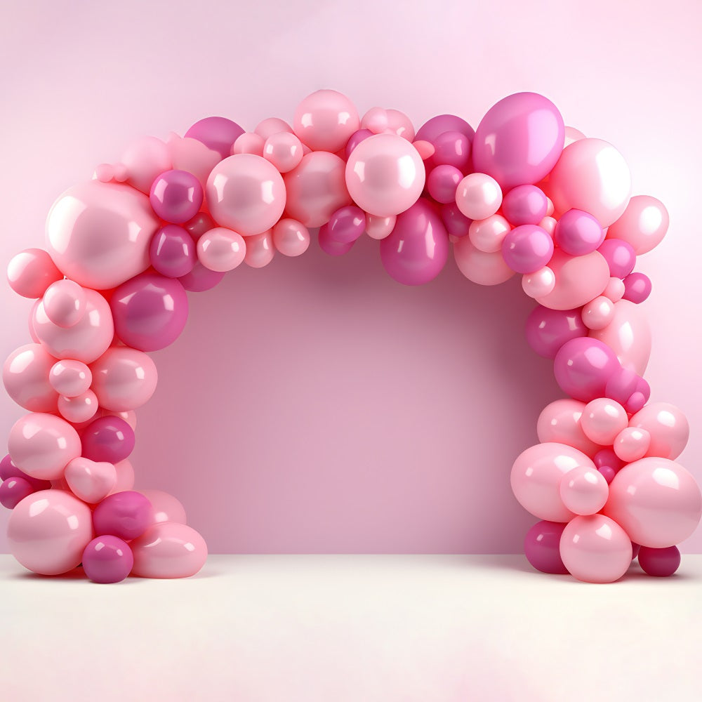 Pink Happy Birthday Background Balloon Arch Backdrop UK BRP10-373